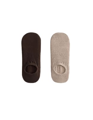 Oysho - 2 Paar Yoga- und Pilates-Socken aus Baumwollmix in Braun-Brown