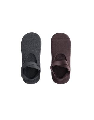 OYSHO - 2 Paar Yoga- und Pilates-Socken aus Baumwollmix in Dunkelgrau mit überkreuzten Riemen und Polsterung