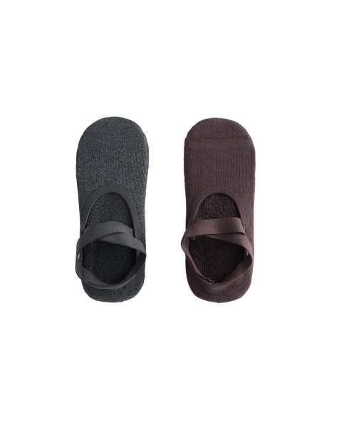 OYSHO – 2 Paar Yoga- und Pilates-Socken aus Baumwollmix in Dunkelgrau mit überkreuzten Riemen und Polsterung - view 1