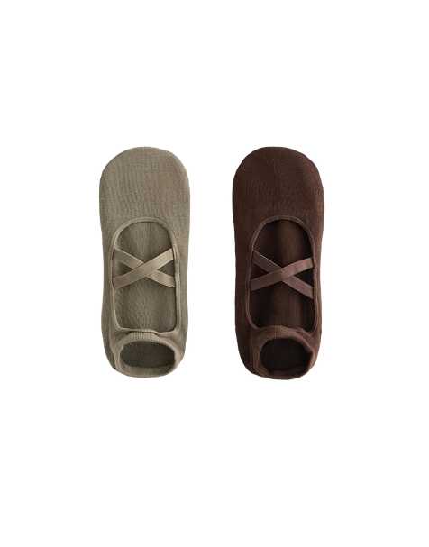 OYSHO – 2 Paar Yoga- und Pilates-Socken aus Baumwollmix in Grün mit überkreuzten Riemen - view 1