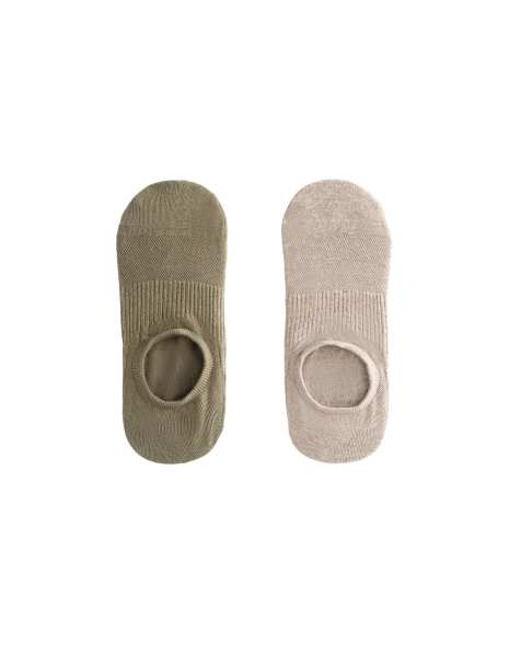 OYSHO – 2 Paar Yoga- und Pilates-Socken aus Baumwollmix in verwaschenem Khaki - view 1