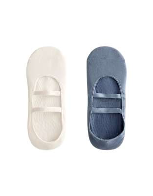 OYSHO - 2 Paar Yoga- und Pilates-Socken aus Polyamid-Mix in Grau mit parallelen Riemchen