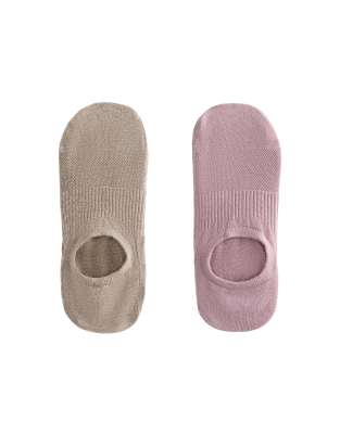 Oysho - 2 Paar Yoga- und Pilates-Socken in Staubrosa aus Baumwollmix