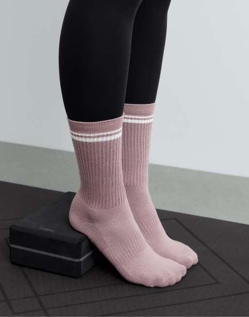 OYSHO 2 paia di calzini classici imbottiti in misto cotone per yoga e pilates, viola, 2 di 4