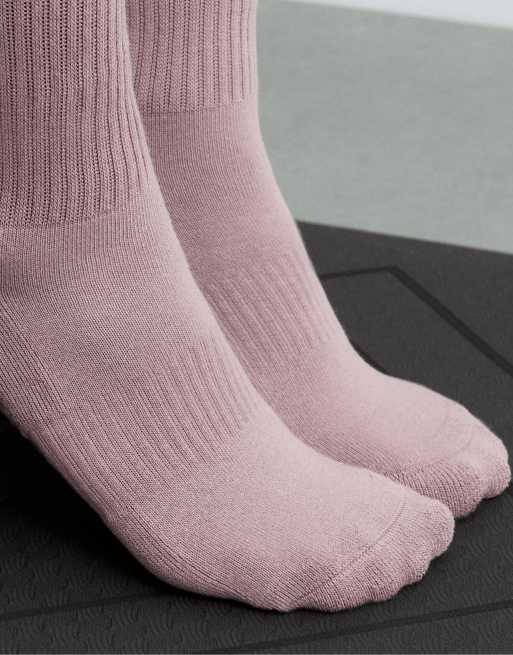 OYSHO 2 paia di calzini classici imbottiti in misto cotone per yoga e pilates, viola, 3 di 4