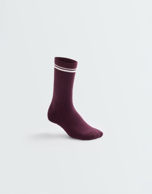 OYSHO 2 paia di calzini classici imbottiti in misto cotone per yoga e pilates, viola, 4 di 4