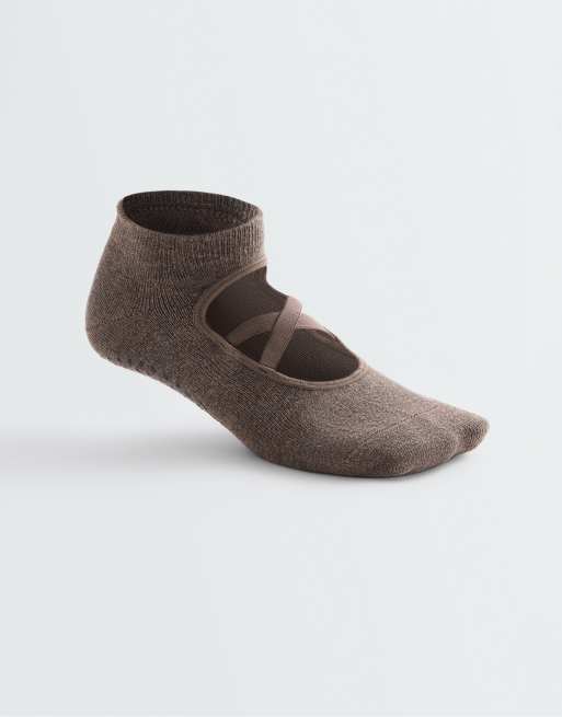 OYSHO 2 paia di calzini da yoga e pilates in misto cotone marrone, 4 di 4