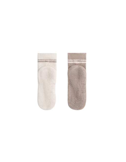 OYSHO - 2 paia di calzini imbottiti da yoga e pilates in cotone marrone, 3 di 4