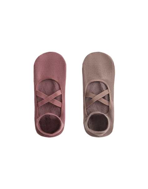 OYSHO 2 paia di calzini in misto cotone per yoga e pilates con cinturini incrociati, rosa scuro - view 1