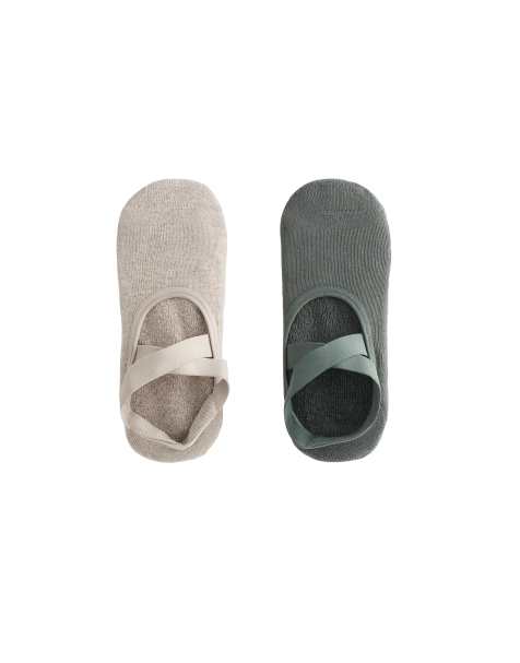 OYSHO - 2 paia di calzini in misto cotone per yoga e pilates verde scuro con fascette incrociate - view 1