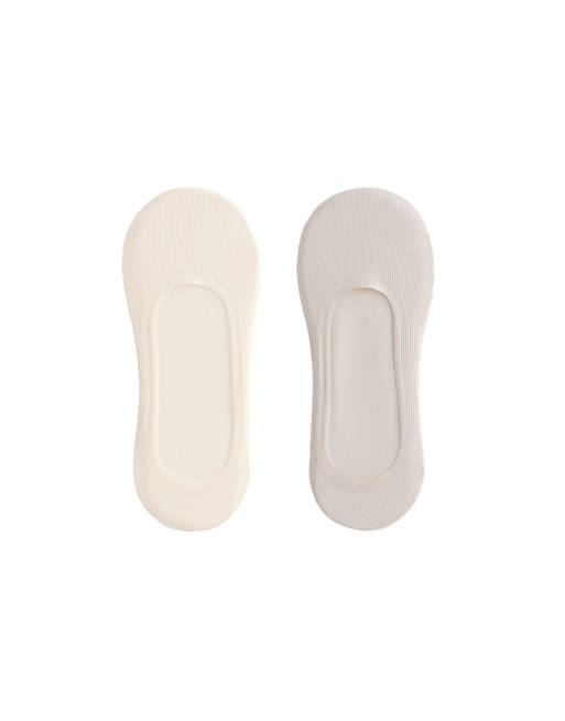 Oysho - 2 paia di calzini invisibili taglio medio in misto microfibra a coste color écru pallido