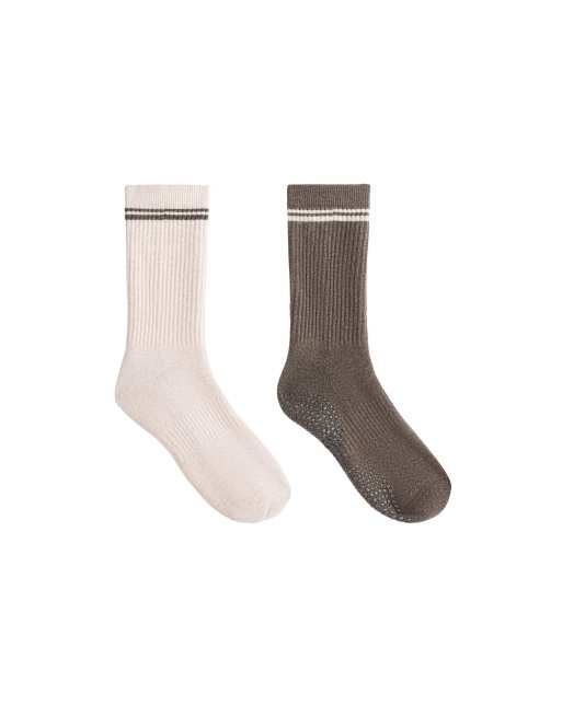 OYSHO 2 paia di calzini quarter imbottiti in misto cotone per yoga e pilates rosa e marrone, 6 di 7