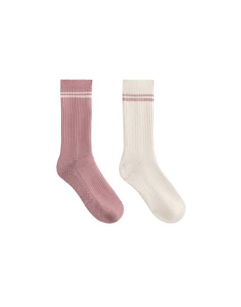 OYSHO 2 pairs of classic cotton blend yoga and pilates socks in pink - view 1