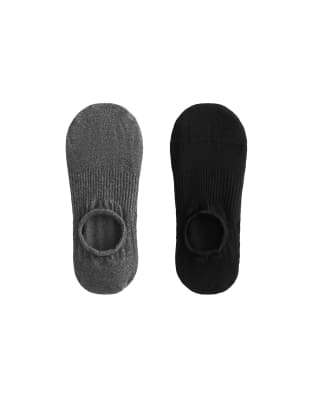 Oysho 2 pairs of cotton blend yoga and pilates socks in black
