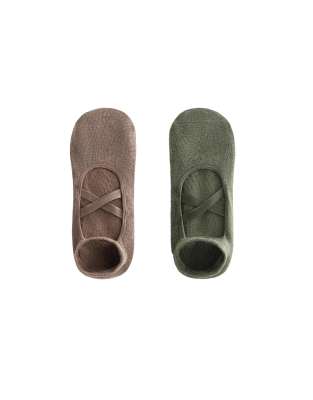 OYSHO 2 pairs of cotton blend yoga and pilates socks with crossover straps in green