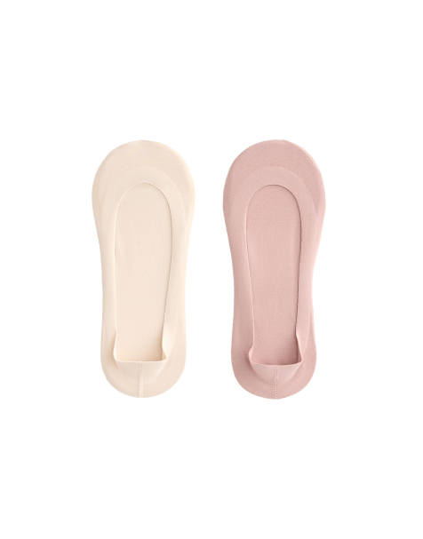 Oysho 2 pairs of low cut cotton blend invisible socks in plaster - view 1