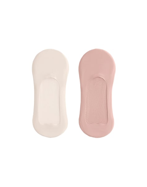 Oysho 2 pairs of medium cut invisible socks with microfibre in pearl grey - view 1