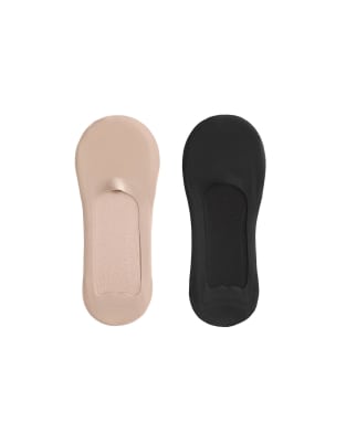Oysho 2 pairs of medium cut invisible socks with microfibre in soft mink