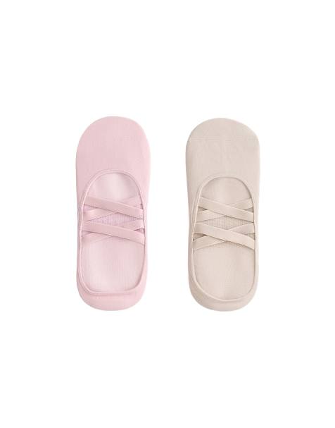 OYSHO 2 pairs of polyamide blend invisible yoga and pilates socks with double straps in pale pink - view 1