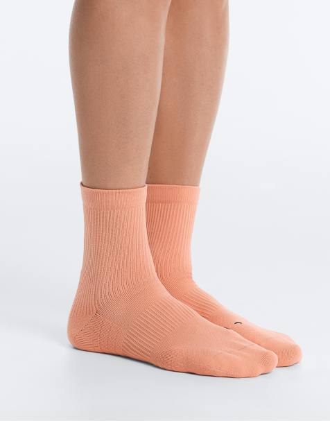 OYSHO 2 pairs of polyamide blend quarter running socks in coral - view 1