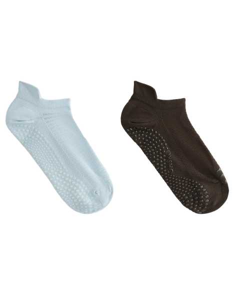 OYSHO 2 pairs of polyamide blend yoga and pilates sneaker socks in stone blue - view 1