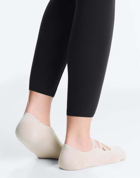 OYSHO 2 pairs of polyamide blend yoga and pilates socks with double straps in mink - view 1
