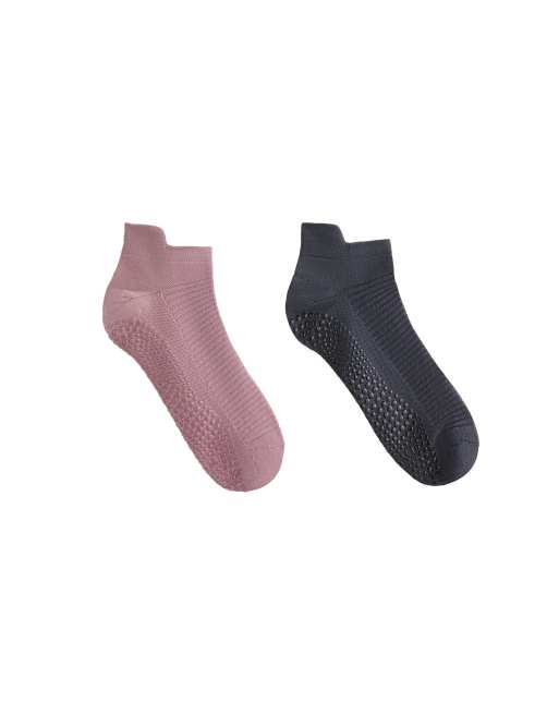 Oysho - 2 par petroleumsblå yoga- og pilatessokker til sneakers i polyamidblanding