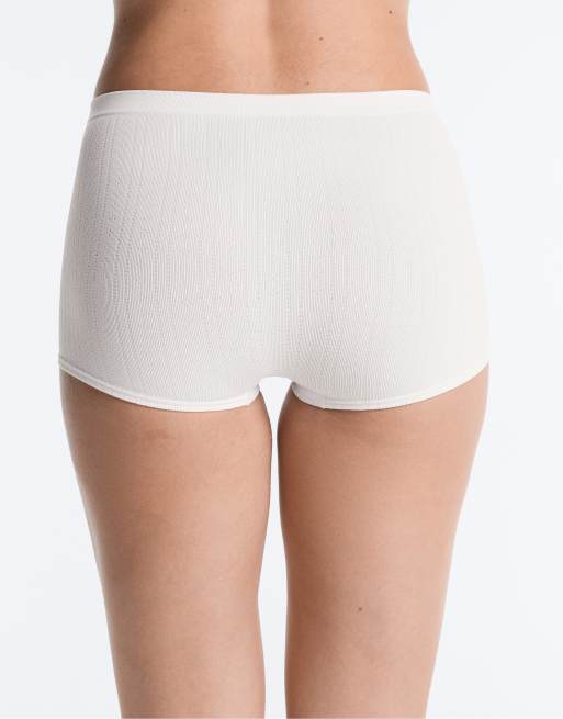 OYSHO 2 seamless soft-touch openwork shortie briefs in grey melange, 4 of 4