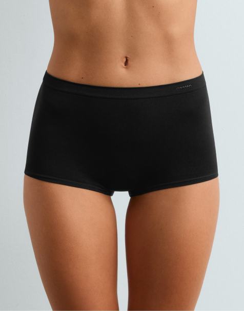 OYSHO 2 seamless soft-touch shortie briefs in black and beige - view 1
