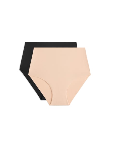 OYSHO - 2 slip classici invisibili a vita media in misto cotone colore neutro - view 1