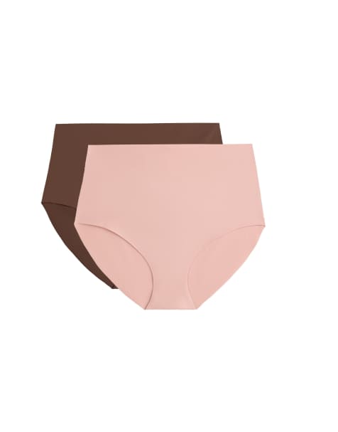 OYSHO - 2 slip invisibili a vita alta in misto poliammide marrone a sostegno medio - view 1