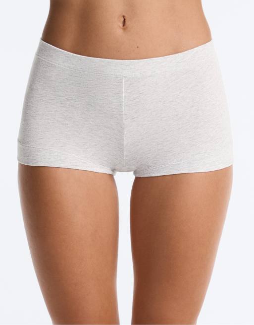 OYSHO 2 slip shortie in misto cotone grigio mélange, 2 di 4