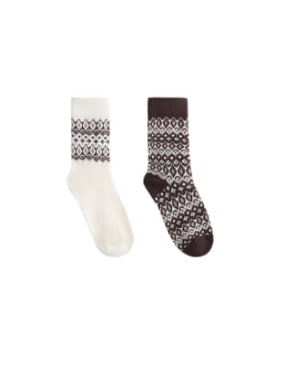 OYSHO - 2er-Pack klassische Jacquard-Socken in Braun-Brown