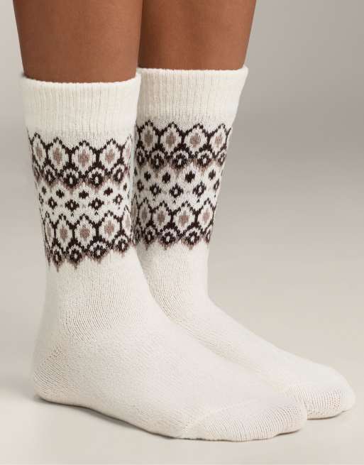 OYSHO – 2er-Pack klassische Jacquard-Socken in Braun