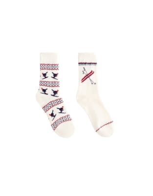 OYSHO - 2er-Pack klassische Jacquard-Socken in Marineblau