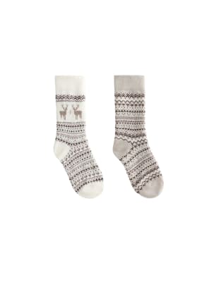 OYSHO - 2er-Pack klassische Jacquard-Socken in meliertem Sand-Brown