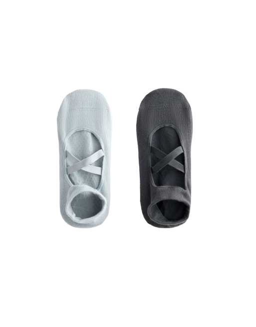 OYSHO – 2er-Pack Yoga- und Pilates-Socken aus Baumwollmix in verwaschenem Grau-Blau mit überkreuzten Riemen