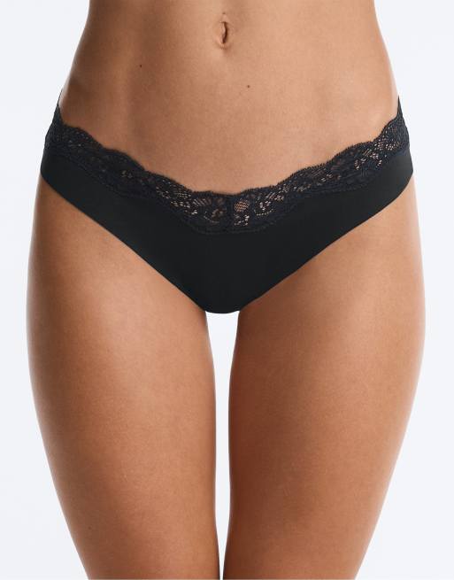 OYSHO 3 brazilian briefs med v-udskæring, blonde og laserskårne i polyamid i sort, 2 af 7