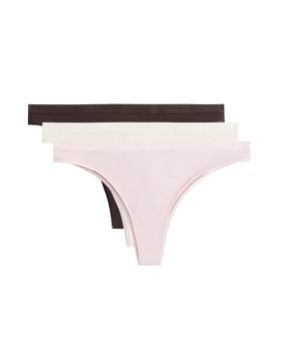 OYSHO - 3 Brazilian-Slips aus Baumwollmix in zartem Mauve mit Logo-Lila