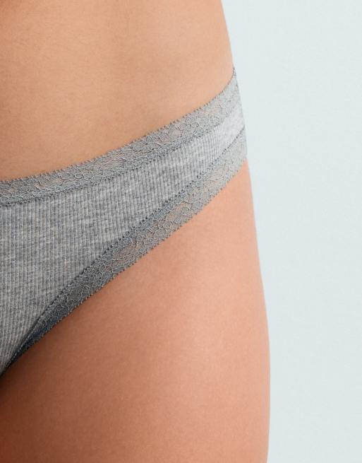 OYSHO 3 classic briefs with cotton rib in grey, 3 of 4