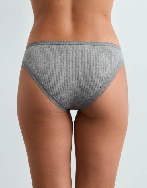 OYSHO 3 classic briefs with cotton rib in grey, 4 of 4