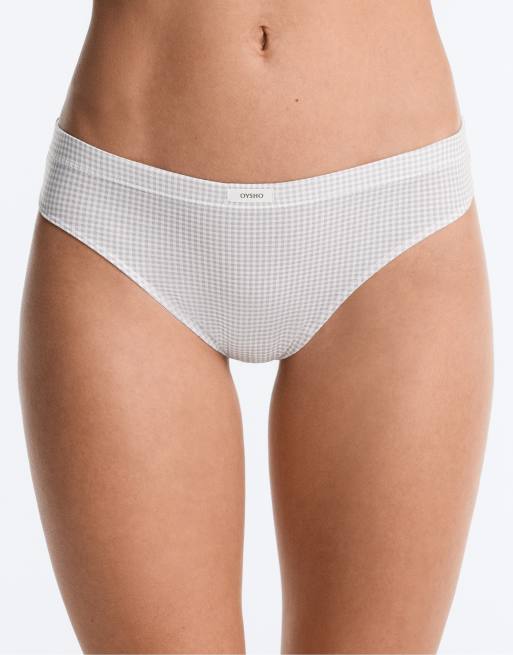 OYSHO 3 cotton blend brazilian briefs in pale grey, 2 of 4