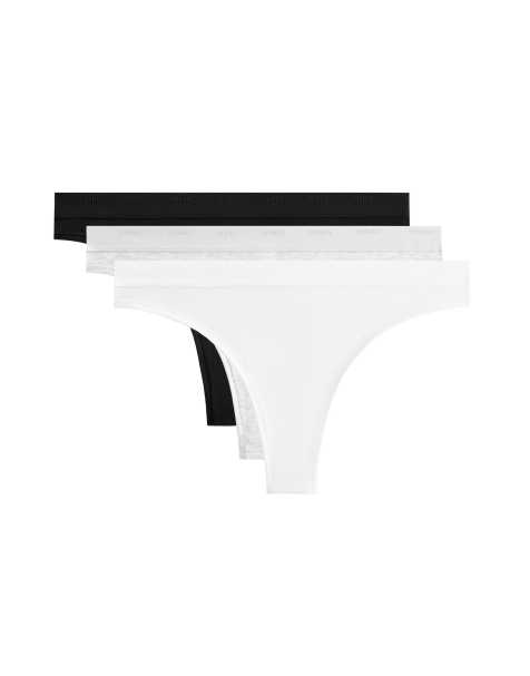 OYSHO 3 cotton blend logo brazilian briefs in black - view 1