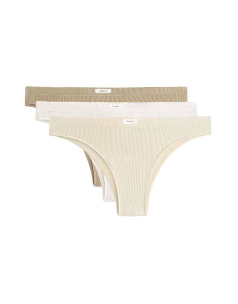 OYSHO 3 cotton blend rib logo thongs in lime green - view 1