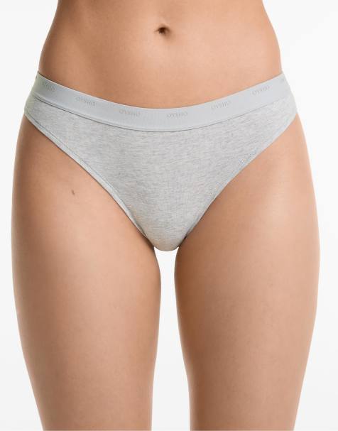 OYSHO 3 cotton blend thongs with logo in black - view 1