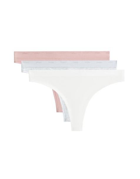 OYSHO 3 cotton blend thongs with logo in dusty pink - view 1
