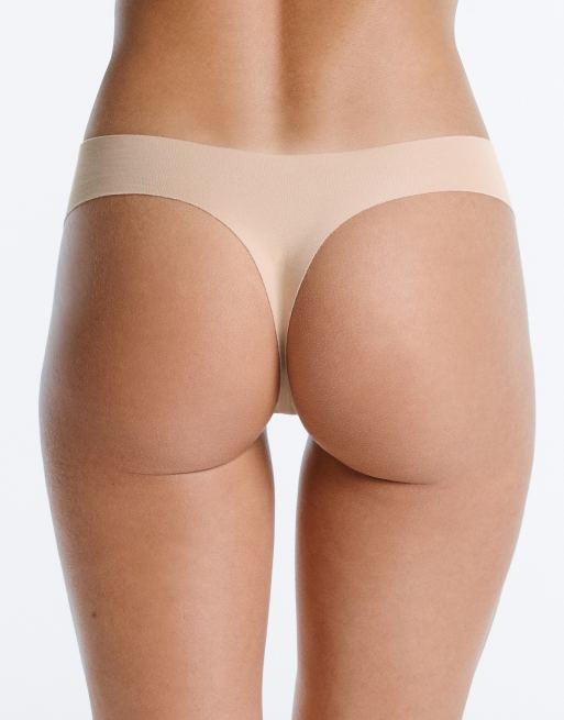 OYSHO 3 invisible cotton blend thongs in neutral, 4 of 4