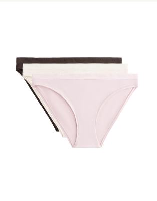 OYSHO - 3 klassische Slips aus Baumwollmix in zartem Mauve mit Logo-Lila
