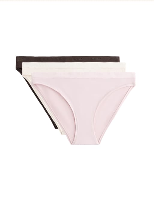 OYSHO – 3 klassische Slips aus Baumwollmix in zartem Mauve mit Logo