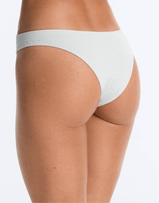 OYSHO 3 nahtlose Brazilian-Slips mit Soft-Touch und Lochmuster in Aquamarin, 3 von 4